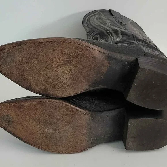 Lucchese 2000 Black Exotic Elephant Skin Leather Cowboy Western Boots Men's 11 B - Picture 7 of 9